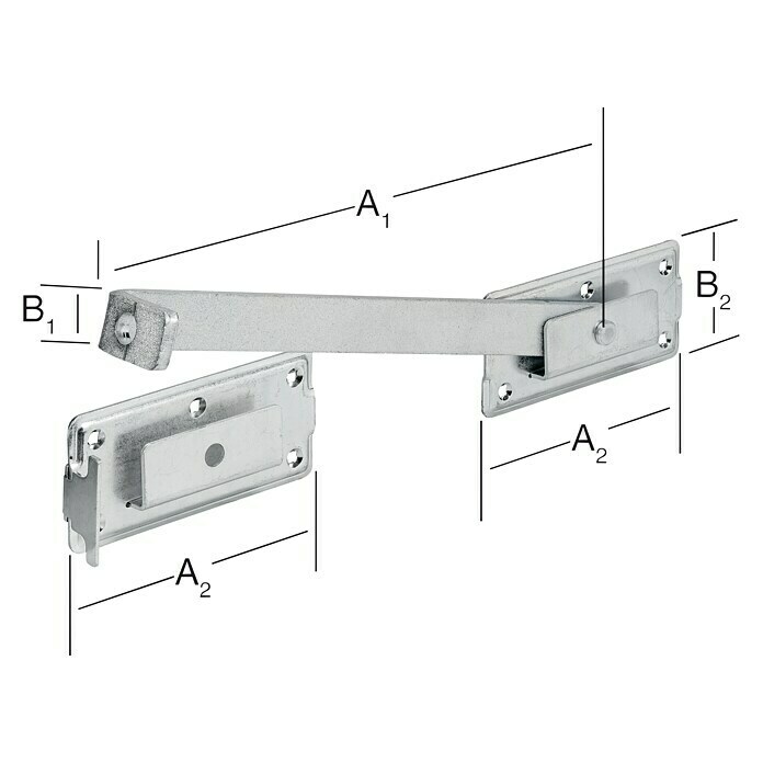Stabilit Unión de puerta doble (L x An: 340 x 180 mm)