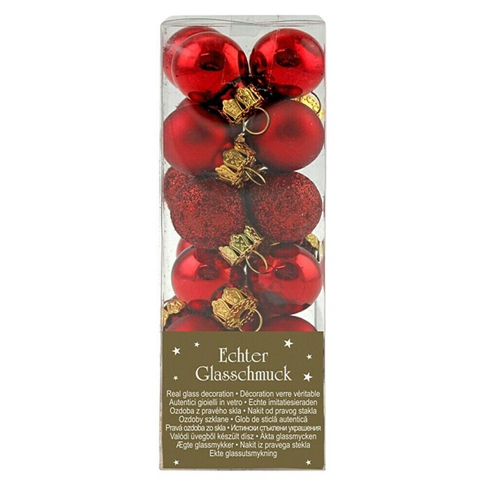 Christbaumkugel-Mix (Rot, Glas, Durchmesser: 2 cm, 24 Stk.)
