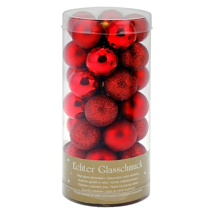 Christbaumkugel-Mix (Rot, Glas)