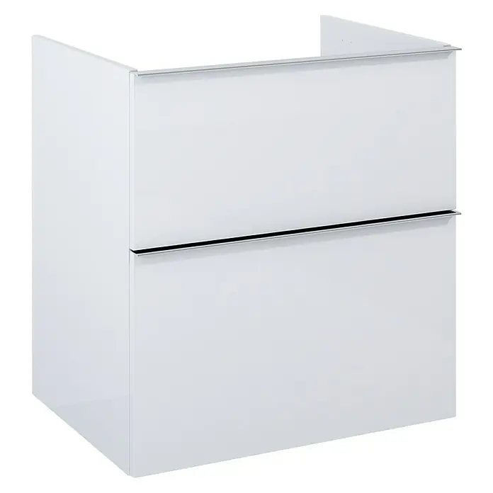 Riva Look Waschtischunterschrank - 60 x 44,9 x 63,5 cm, Weiß - Ein schicker weißer Unterschrank mit Schubladen und silberfarbenen Griffen bietet stilvollen Stauraum für Ihr Badezimmer.