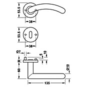 Häfele Zimmertürgarnitur 8 (Türstärke: 38 - 42 mm, Buntbart BB, Edelstahl, Gebogen)