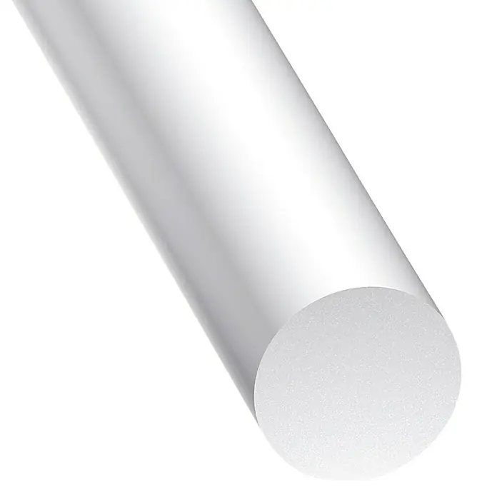 Kantoflex Rundstange - Ø x L: 4 x 1.000 mm - Nahaufnahme eines weißen Rundstabs, der sich diagonal über einen schwarzen Hintergrund erstreckt.