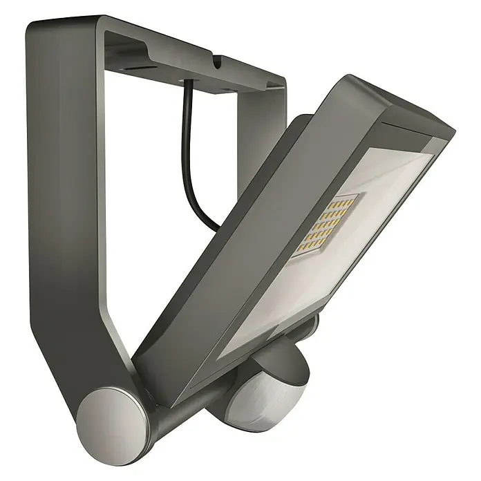 Steinel LED-Sensor-Strahler XLED ONE XL S anthrazit - 42,6 W, L x B x H: 22,2 x 25,9 x 21,5 cm, Anthrazit, IP44 - Abbildung einer modernen grauen Außenleuchte mit Bewegungssensor, ideal für die Beleuchtung von Außenbereichen und Wegen.