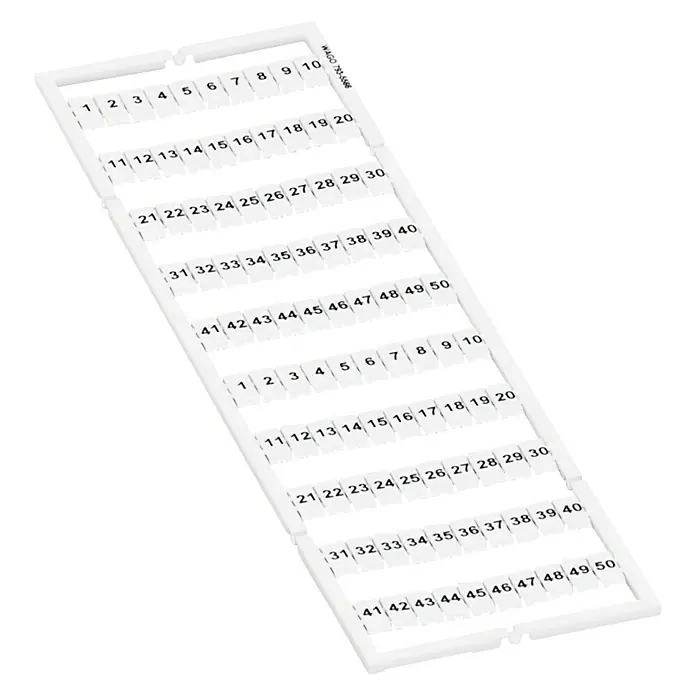 Wago Beschriftungsbogen S 793-5566 - Zahlen (1 - 50), 2 Stk. - Ein Streifen mit Wago-Klemmenbeschriftungen, nummeriert von 1 bis 50, in doppelter Ausführung.