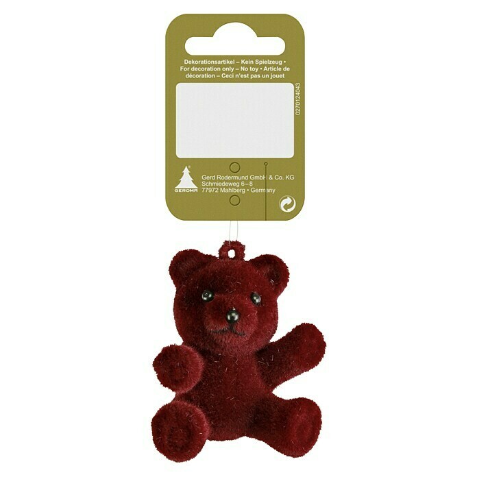 Christbaumschmuck Teddy (Bordeaux, Kunststoff)