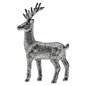 Dekofigur Hirsch  (Silber, Kunststoff, L x H: 12,5 x 19 cm)