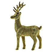 Dekofigur Hirsch Glitter Gold (Kunststoff, L x H: 12,5 x 19 cm)