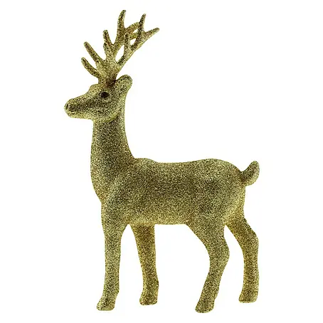 Dekofigur Hirsch mit Glitzer Gold