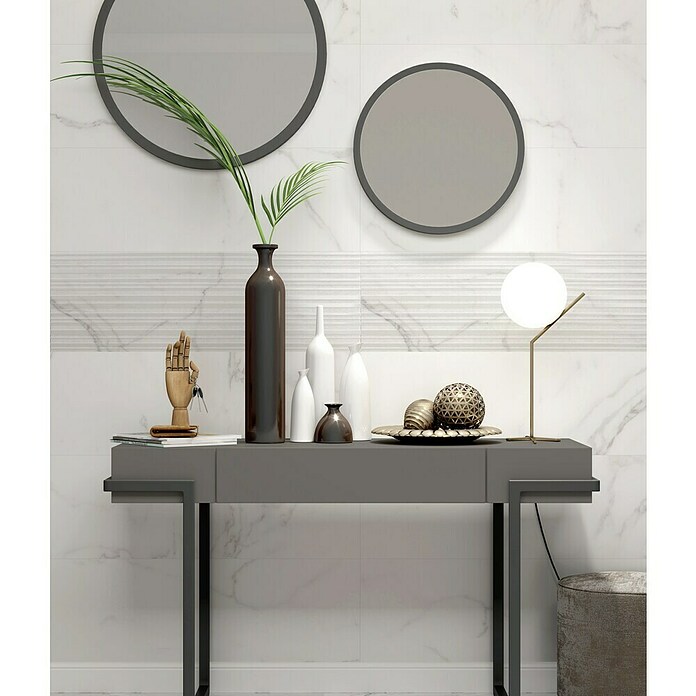 BHS Showroom Revestimiento de pared Palatina Nazca (30 x 90 cm, Blanco, Marmolado)