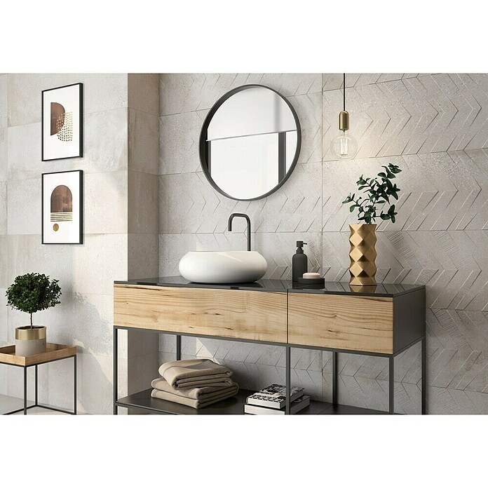 BHS Showroom Revestimiento de pared Origin (30 x 90 cm, Caliza, Efecto cemento)