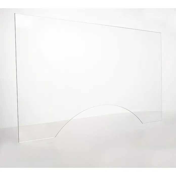 Room Plaza Hygieneschutzglas mit Durchreiche - 600 x 500 mm, Einscheibensicherheitsglas (ESG) - Klarer Acryl-Hustenschutz für Tische und Theken, ideal zur Virenbekämpfung und für mehr Sicherheit im Büro.