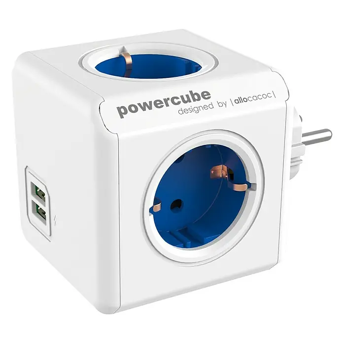 Ladrón con USB Power Cube - 16 A, Blanco - El Powercube con múltiples enchufes y puertos USB ofrece una solución práctica para dispositivos que deben cargarse simultáneamente.