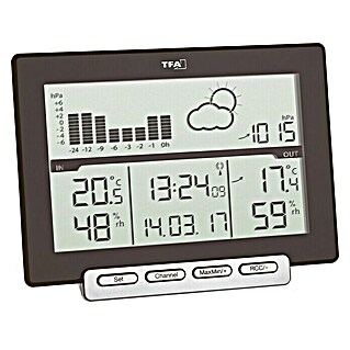 TFA Estación meteorológica con pantalla y sensor (Digital, Negro, 4,7 x 15,7 x 11,7 cm)
