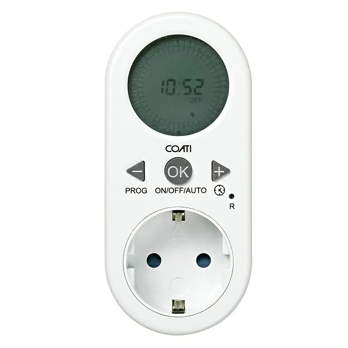 Coati Temporizador / Programador digital diario - Blanco - Temporizador de enchufe COATI inteligente y programable con pantalla LCD para controlar electrodomésticos.