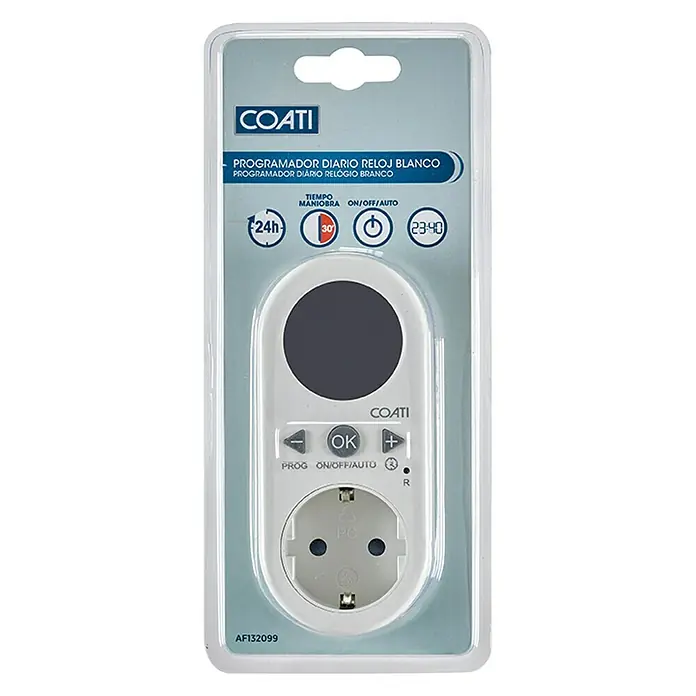 Coati Temporizador / Programador digital diario - Blanco - Temporizador diario COATI en blanco, diseñado para el control automático de dispositivos. Práctico para el uso diario con programación sencilla.