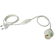 Electraline Portalámparas de cuerda con interruptor (Blanco, E14, 150 cm)