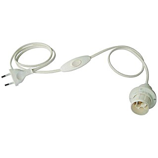 Electraline Portalámparas de cuerda con interruptor (Blanco, Longitud de péndulo: 150 cm, 60 W, E14)