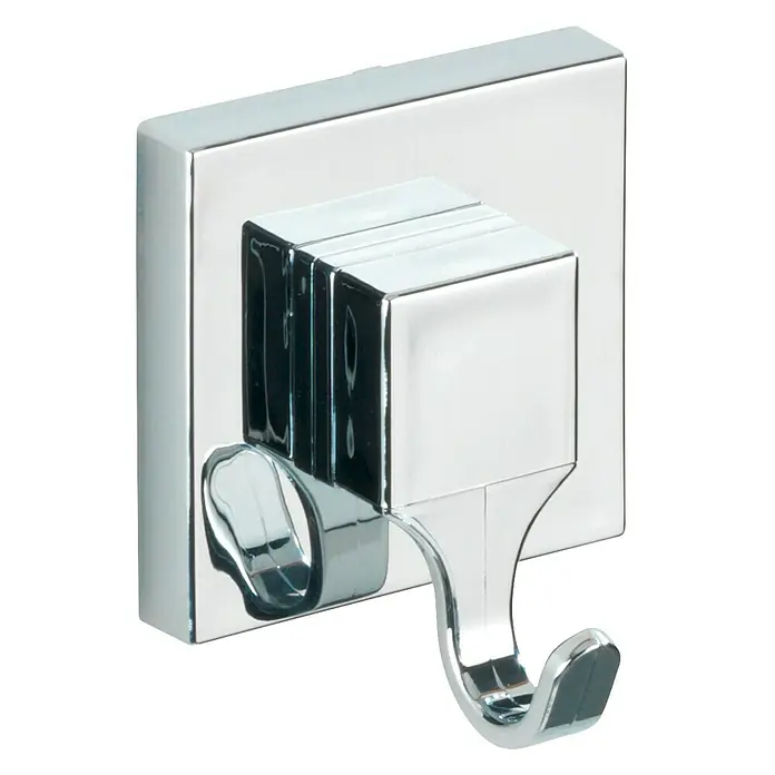 Wenko Handtuchhaken Vacuum-Loc - 2 Stk., Chrom - Eleganter, glänzender Chrom-Wandhaken mit quadratischer Basis und Doppelarm, ideal für Bad oder Küche. Robuste und stilvolle Lösung für Handtücher und Kleidung.