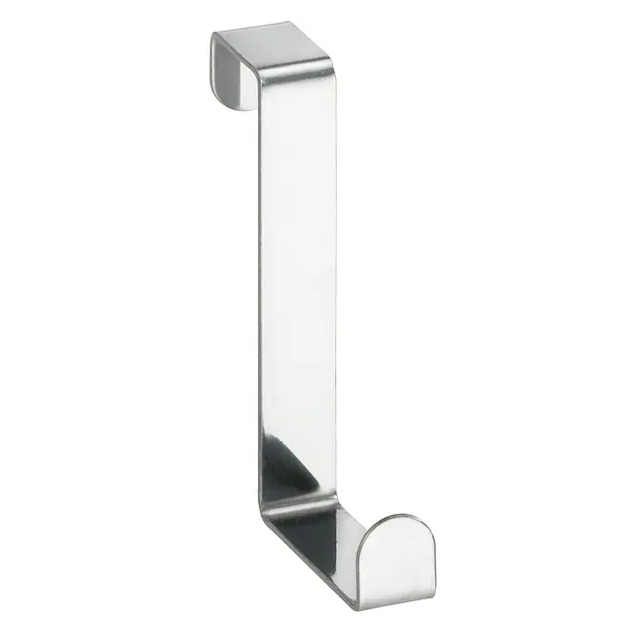 Wenko Gancho de puerta - Acero inoxidable, 6 ud. - Imagen de un colgador de puerta de metal, ideal para colgar toallas o ropa. Práctico y ahorra espacio.