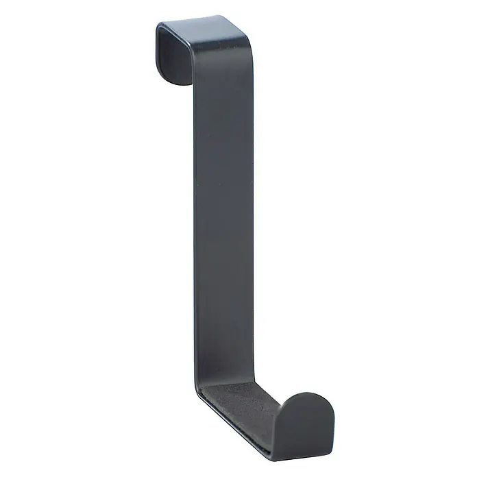 Wenko Gancho de puerta - 4 ud., Metal, Negro - Primer plano de un colgador de gancho negro para puerta con un diseño limpio, ideal para el hogar y la organización.