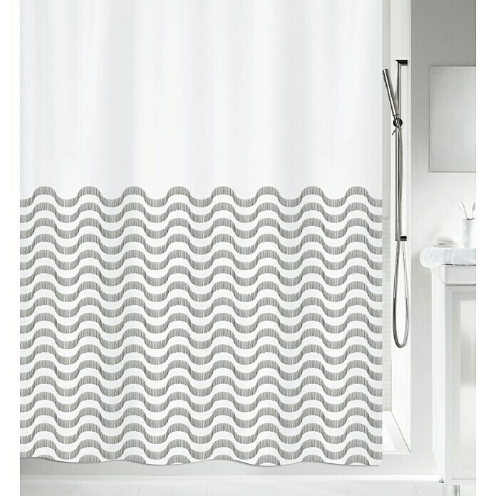 Spirella Cortina de baño textil Vagues (An x Al: 180 x 200 cm, Negro/blanco)