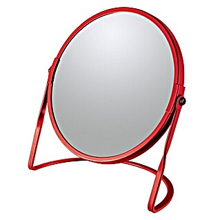 Spirella Espejo cosmético Akira (18,4 x 20 cm, Redonda, Rojo, Aumento: 100 %)