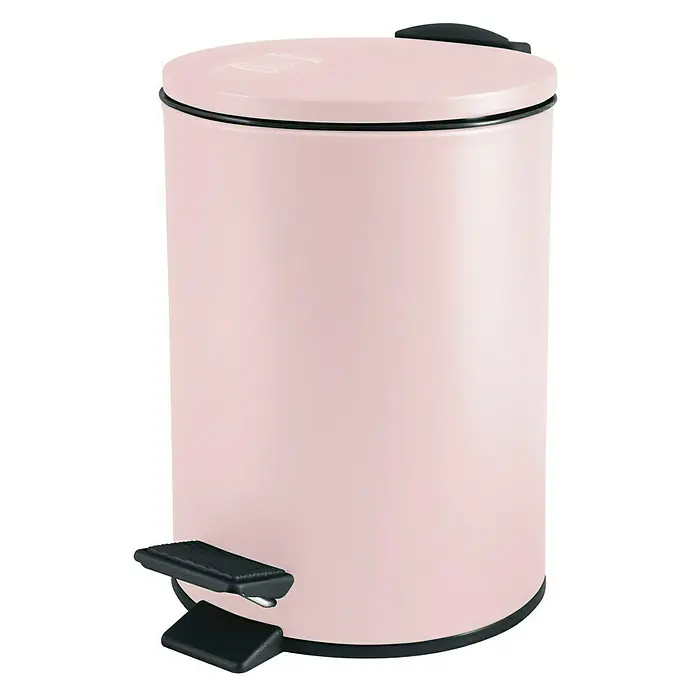 Spirella Cubo con pedal Adelar - 3 l, Acero inoxidable, Rosa - Cubo de basura rosa con tapa y pedal negros. Ideal para baño o cocina, ofrece eliminación higiénica de residuos con estilo.