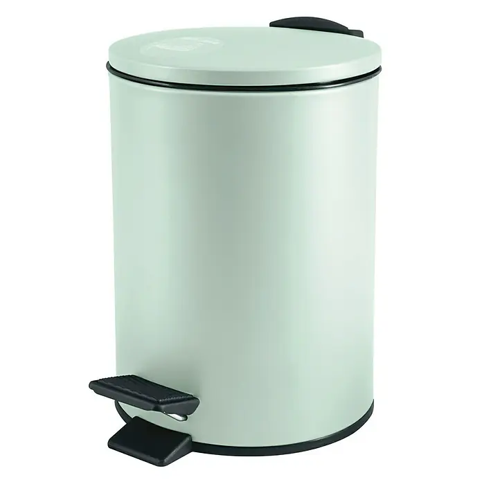 Spirella Cubo con pedal Adelar - 3 l, Acero inoxidable, Verde claro - Un elegante cubo de basura con pedal de color verde claro con tapa negra, perfecto para baños o cocinas. Práctico e higiénico.