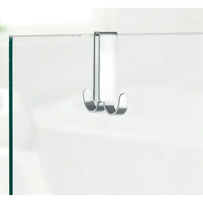 Wenko Toallero de baño doble Vieste - Ancho: 2 cm, Acero inoxidable, Mate - Un elegante gancho doble de acero inoxidable para puerta de baño, ideal para colgar toallas o albornoces. Accesorios de baño prácticos.