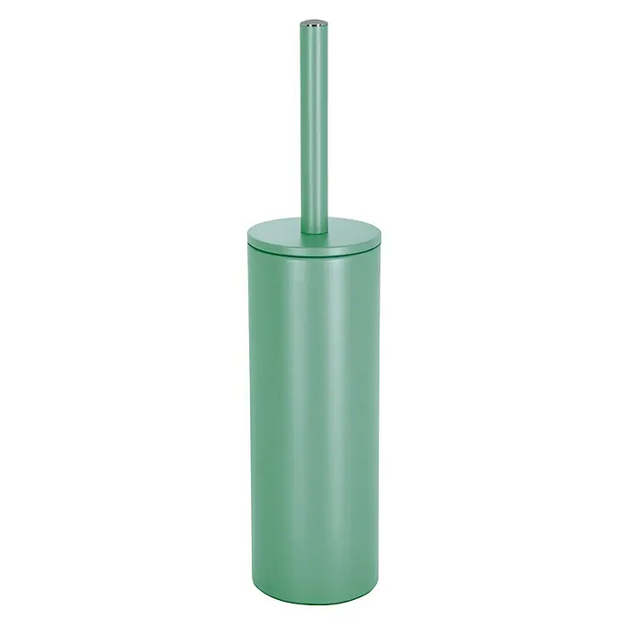 Spirella Conjunto de escobilla Akira - 9,5 x 9,5 x 40 cm, Acero inoxidable, Verde - Un escobillero de baño verde con soporte. Diseño moderno para cualquier baño. Práctico y elegante a la vez.