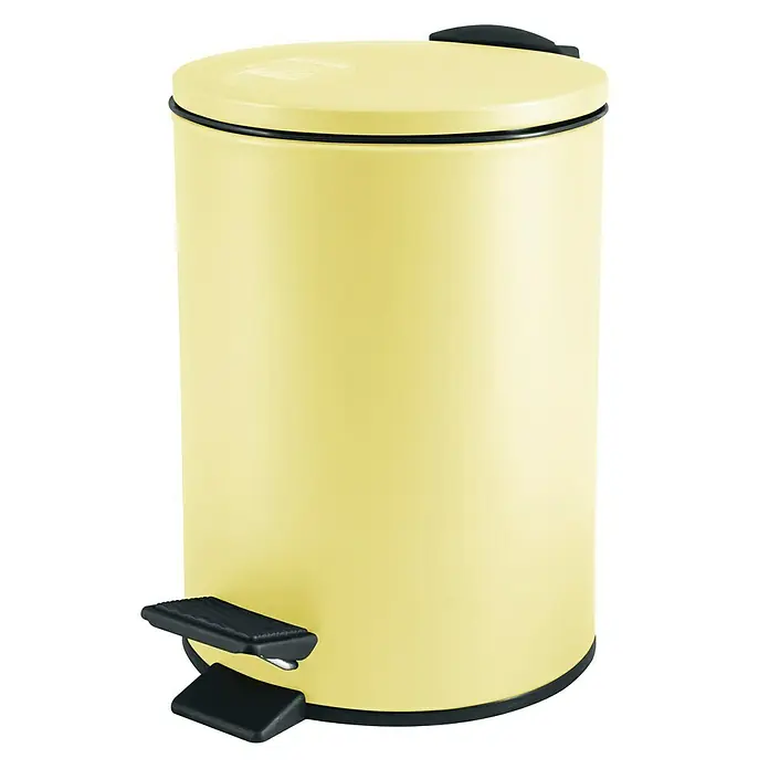 Spirella Cubo con pedal Adelar - 3 l, Acero inoxidable, Amarillo - Cubo de basura amarillo de metal con tapa negra y pedal, ideal para baño o cocina.\n