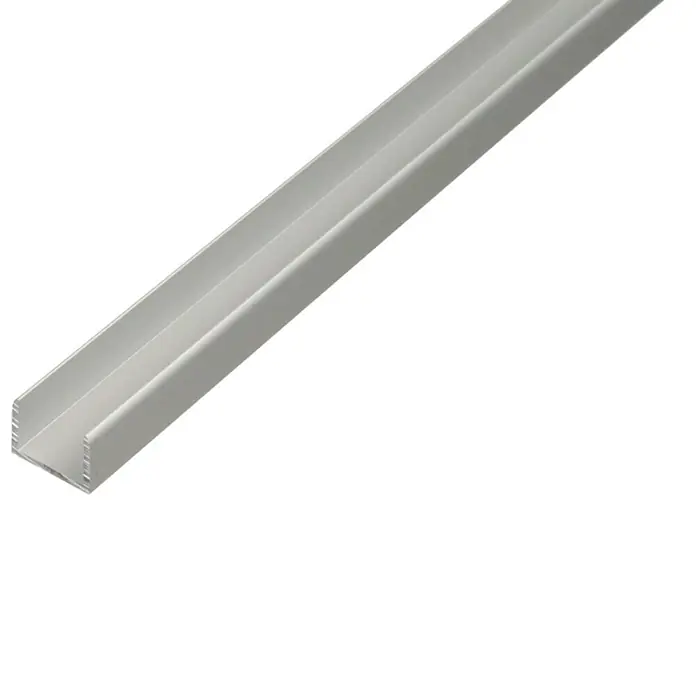 Kantoflex Perfil en U - 1.000 x 10,9 x 10 mm, Espesor: 1,5 mm, Plateado - Primer plano de un perfil en U plateado. Ideal para proyectos de bricolaje y aplicaciones profesionales.