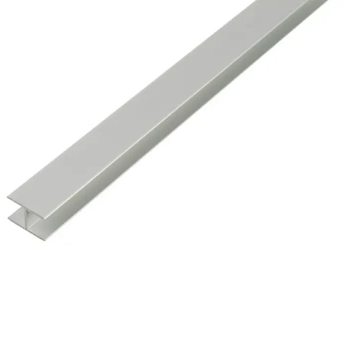 Kantoflex Perfil en H - 1.000 x 8,9 x 20 mm, Plateado - Primer plano de un perfil H plateado, perfecto para aplicaciones versátiles de construcción y edificación.