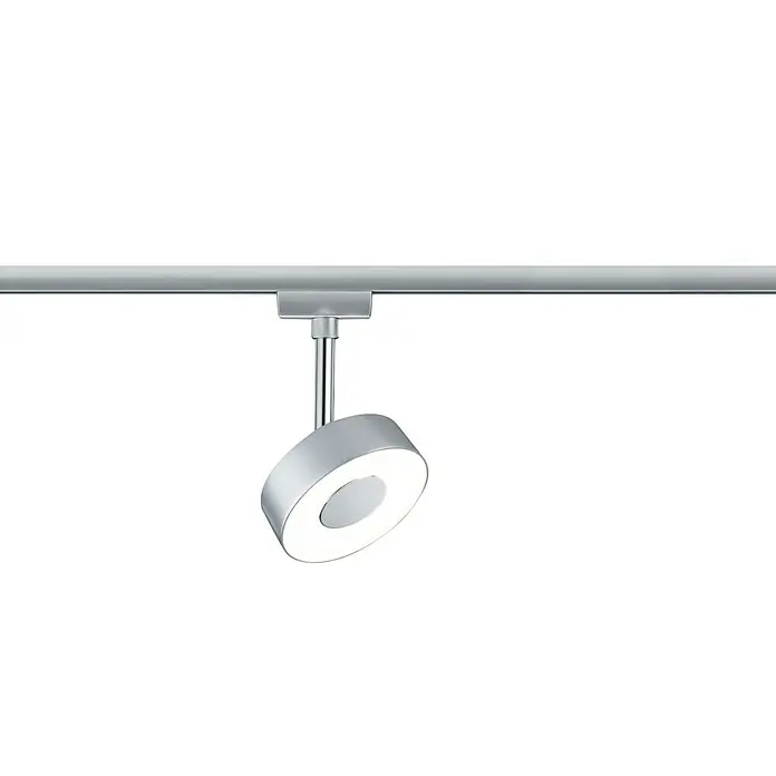 Paulmann URail LED-Spot Circle - 5 W, Chrom matt, Warmweiß - Eine moderne, silberne LED-Trackleuchte mit einem ringförmigen Lichtdesign, ideal für stilvolle Innenräume.
