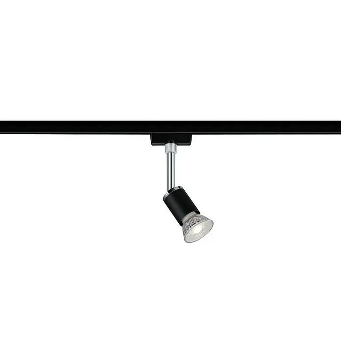 Paulmann URail Deckenstrahler Pure II - L x B x H: 6,6 x 5,8 x 15,1 cm, GU10, Schwarz - Moderne schwarze Schienenleuchte mit Chromakzenten, ideal für die gezielte Beleuchtung in jedem Raum. Stilvolles Design für flexibles Licht.