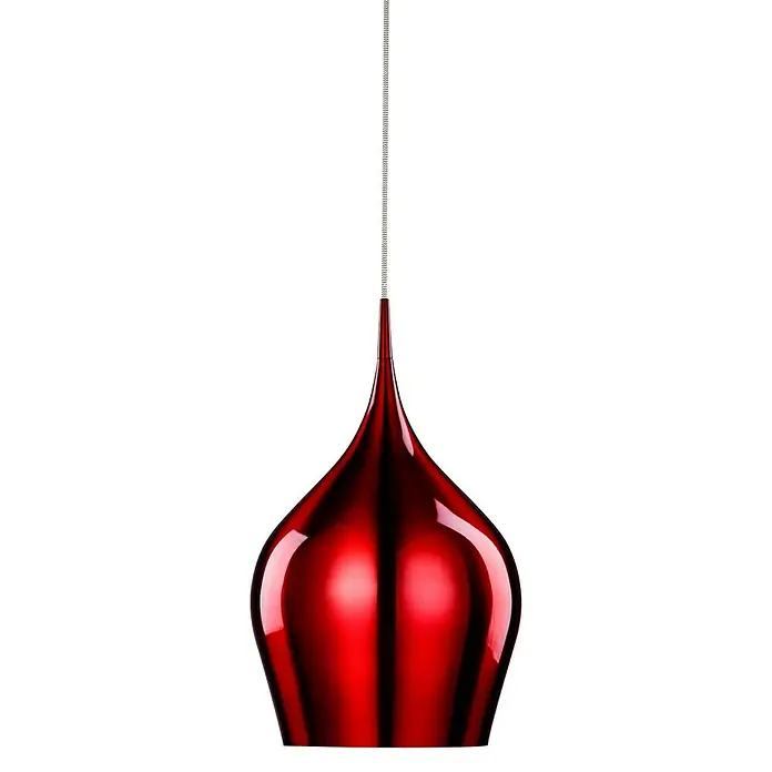 Searchlight Pendelleuchte Vibrant - 60 W, L x B x H: 26 x 26 x 160 cm, Rot, E27, 260 mm - Rote Hängelampe mit glänzender Oberfläche, die ein elegantes Design für moderne Innenräume bietet. Perfekt für stilvolle Akzente.