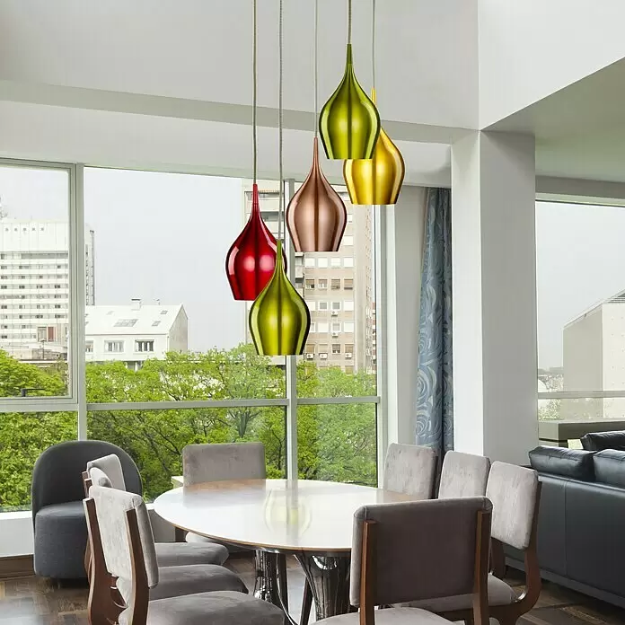 Searchlight Pendelleuchte Vibrant - 200 W, L x B x H: 31 x 30,5 x 160 cm, Bunt, E14 - Stimmungsaufnahme