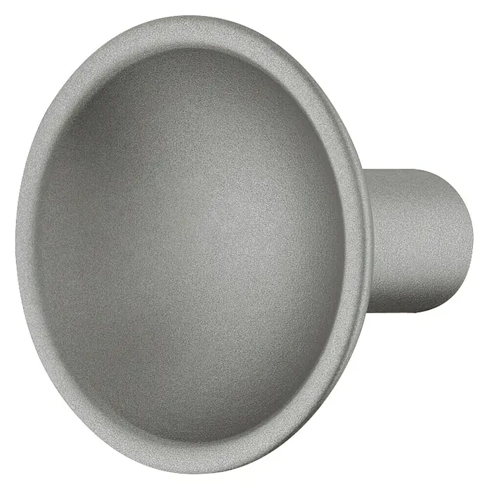 Häfele Möbelknopf - Ø x H: 35 x 30 mm, Sonstige, Silber - Nahaufnahme eines runden, grauen Türknaufs mit einem zylindrischen Sockel vor einem schwarzen Hintergrund.
