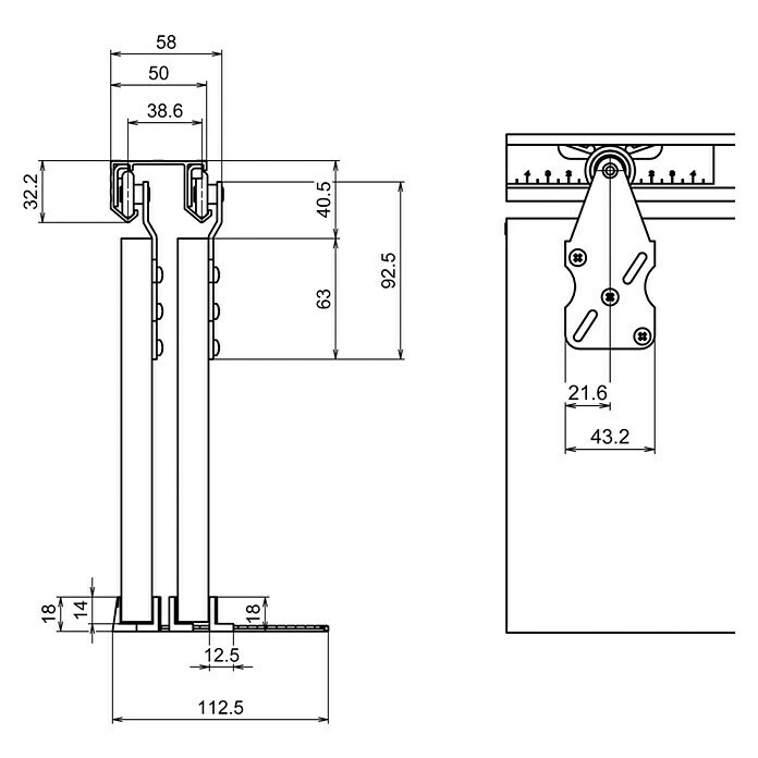 Valcomp by Mantion Schrankschiebetürbeschlag Horus (150 cm, Traglast: 45 kg)