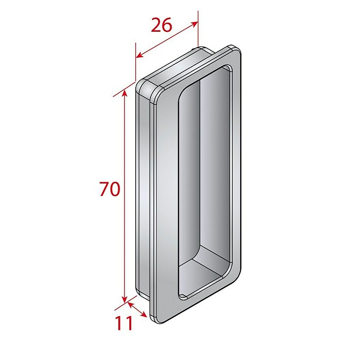 Valcomp by Mantion Školjkasti ročaj  (Do x Š x V: 11 x 26 x 70 mm, Zunanje dimenzije: 32 x 75 mm, Srebrna) | 4575 - Schiebetürbeschläge, Zubehör | GADD - Fronten | GAD - Regale | GA - Leimholz / Regale | G - Holz/Bauelem | BAUHAUS