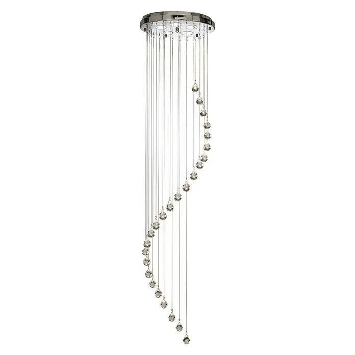 Searchlight Pendelleuchte Hallway - 175 W, L x B x H: 30 x 30 x 180 cm, Chrom, GU10 - Elegante Spiral-Hängeleuchte mit glänzenden Kristallen, die eine moderne und luxuriöse Atmosphäre schafft. Perfekt für stilvolle Wohnräume.