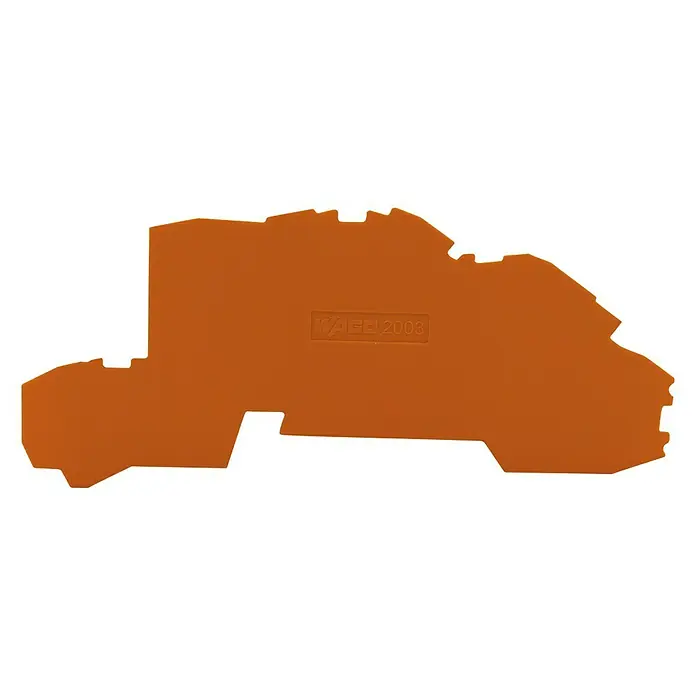 Wago Endplatte S 2003-7692 - Orange, 4 Stk. - Detailansicht einer orangefarbenen WAGO 2003-Verbindungsklemme, die für elektrische Verbindungen in Schaltschränken verwendet wird.
