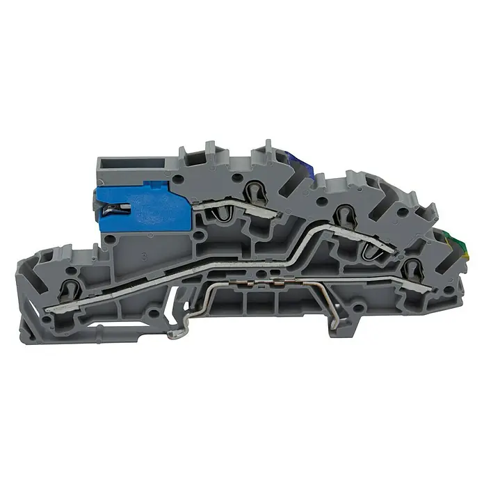 Wago Topjob Installationsetagenklemme S 2003-7641 - NT/L/PE, 2,5 mm², Grau, 6 Stk. - Klemmenblock im Detail: Einblick in die inneren Verbindungen und die robuste Bauweise dieses wichtigen elektrischen Bauteils.