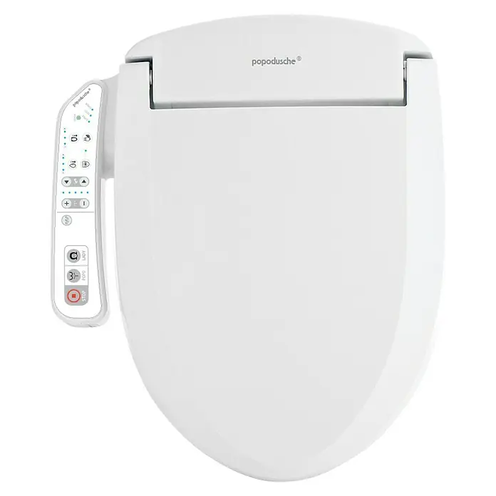 Dusch-WC-Sitz BH 60 - Kunststoff, Weiß, Mit Absenkautomatik - Weißes Popodusche-Dusch-WC mit seitlicher Steuerung für eine hygienische Reinigung und Komfort.
