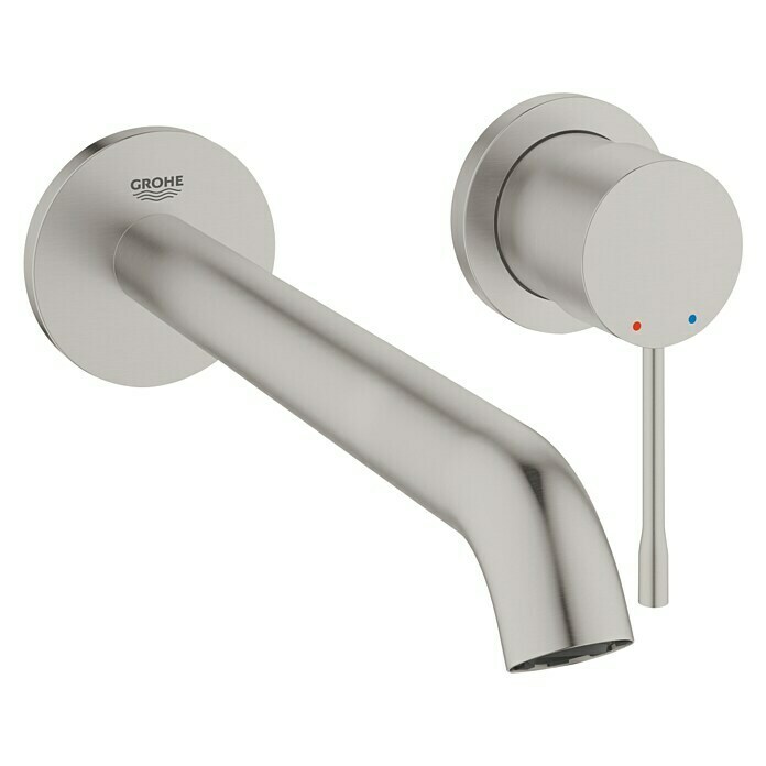 Grohe Essence Wand-Waschtischarmatur L2-Loch, Supersteel, Matt Front View