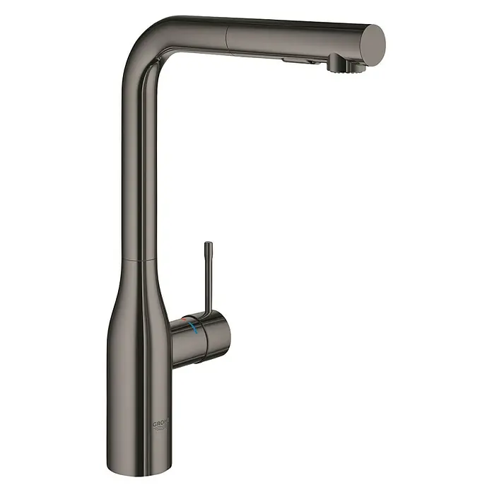 Grohe Essence Spültischarmatur - L-Auslauf, Hard Graphite, Glänzend - Die moderne GROHE Essence Küchenarmatur in gebürstetem Graphit ist ein Blickfang und bietet flexible Nutzung durch den hohen Auslauf.