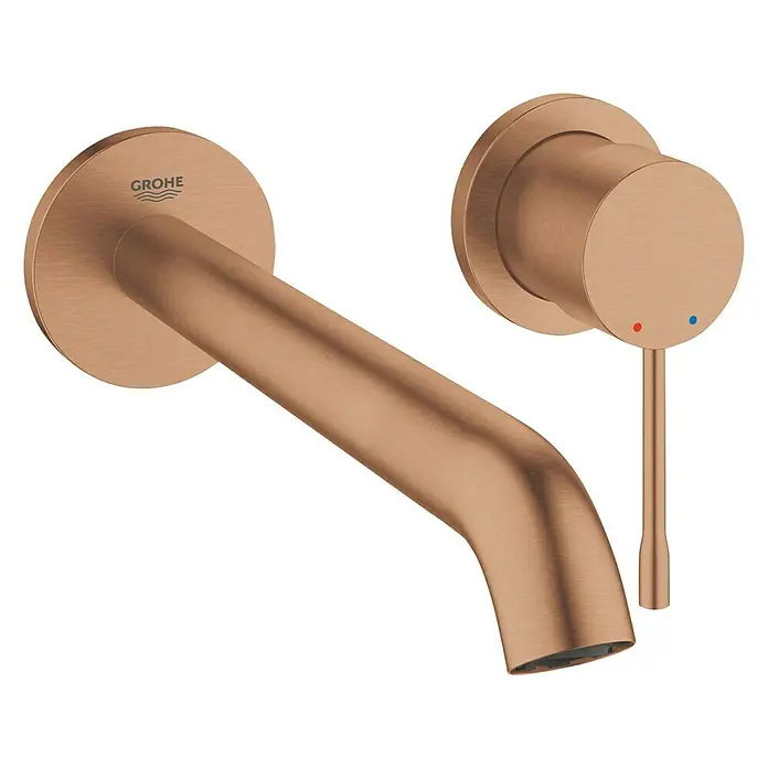 Grohe Essence Waschtischarmatur LWandmontage, Warm Sunset, Matt - Stilvolle Grohe Essence Waschtischarmatur in gebürstetem Roségold. Elegantes Design für moderne Badezimmer mit präziser Steuerung.