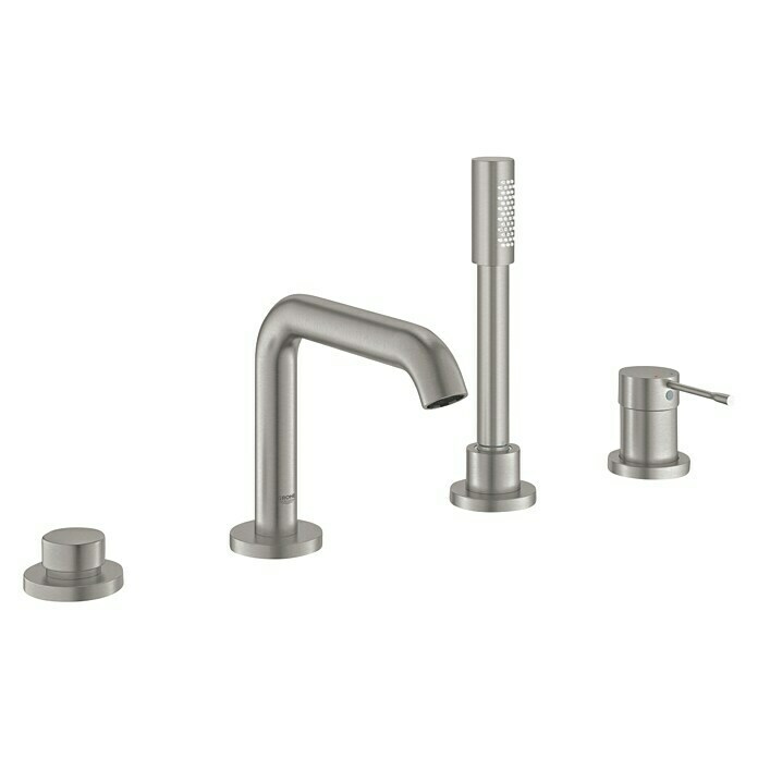 Grohe Essence Wannenrandarmatur4-Loch, Supersteel, Matt Front View