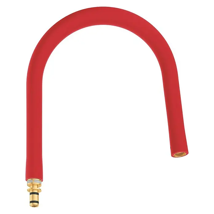 Grohe Essence Schlauchauslauf GrohFlex - Rot, Silikon - Produktbild eines roten, U-förmigen Wasserhahnschlauch, der an beiden Enden Anschlüsse hat. Ideal für Bad und Küche.