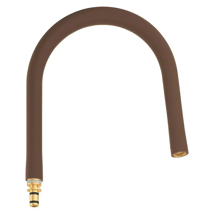 Grohe Essence Schlauchauslauf GrohFlex - Dunkelbraun, Silikon - Brauner flexibler Wasserhahn-Auslauf, ideal für Küchen oder Badezimmer, mit einem goldenen Anschlussstück.